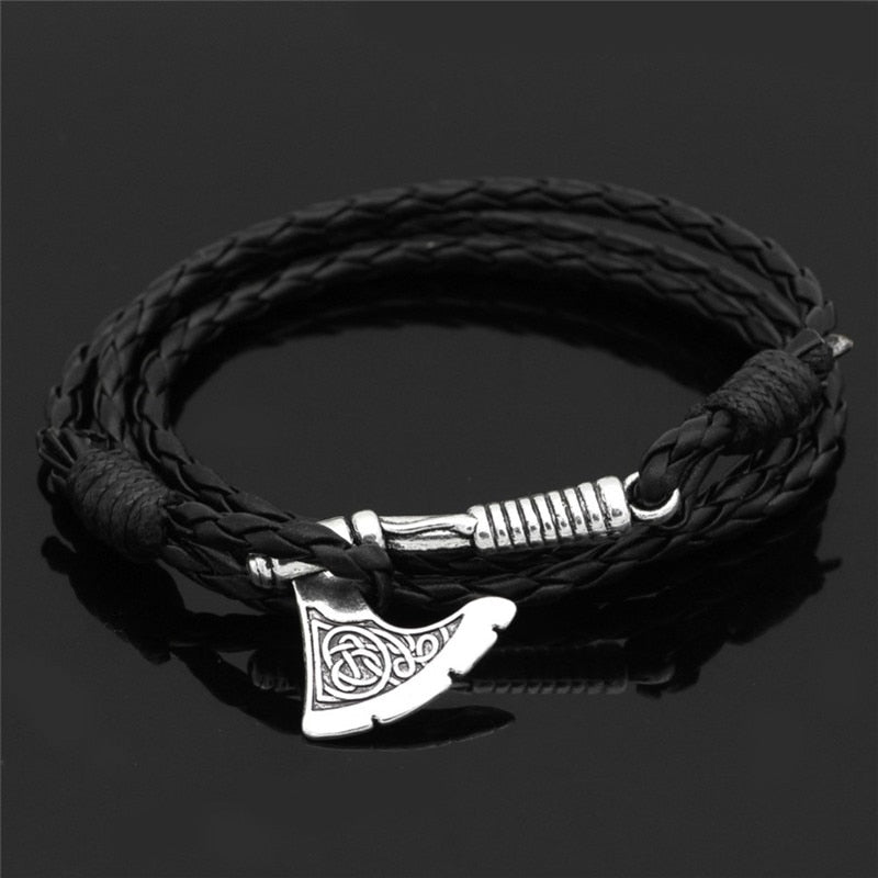 Läderarmband Axe Odin symbol