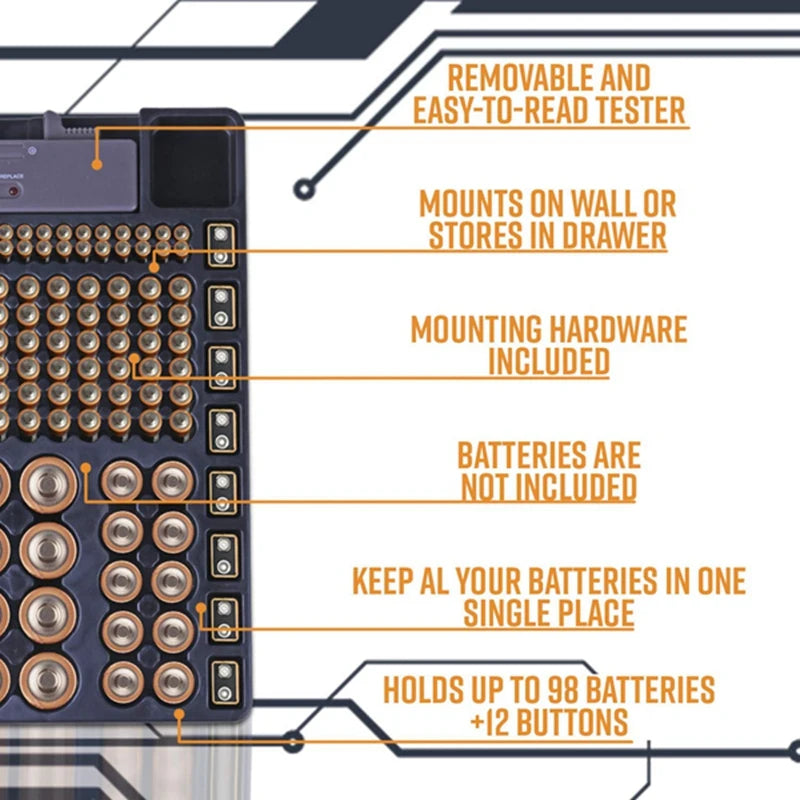 Förvaringsbox för batterier med testare