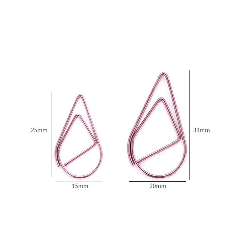30/50 stycken Metallmaterial Droppeform Pappersklämmor