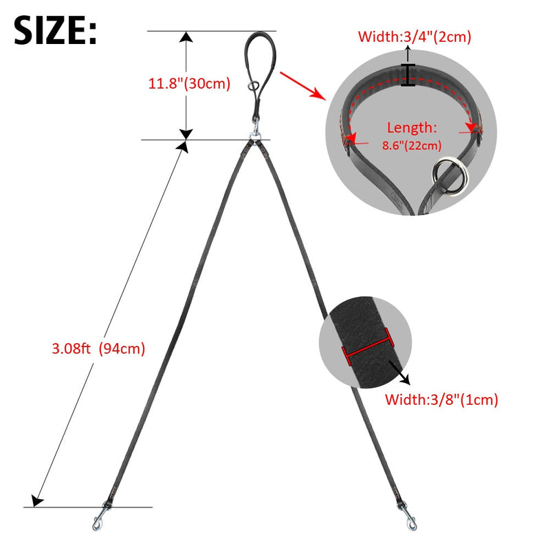2 vägs hundkoppel i nylon för 2 hundar