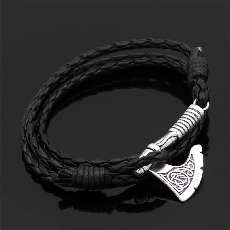 Läderarmband Axe Odin symbol