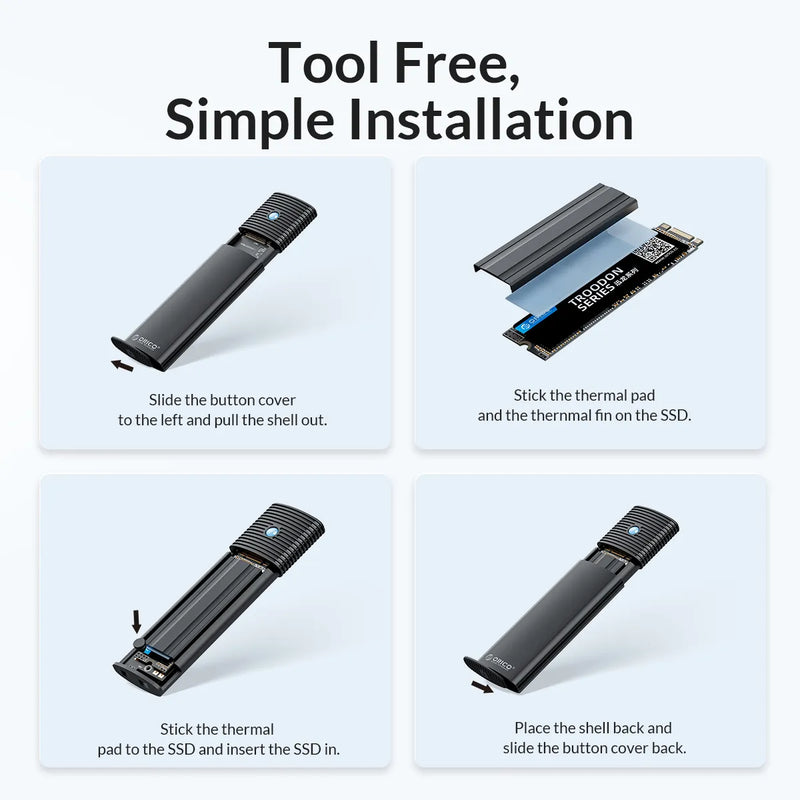 M2 SSD-hölje NVMe NGFF 10 Gbps PCIe M.2 SSD-fodral Portabel USB C 3.2Gen2