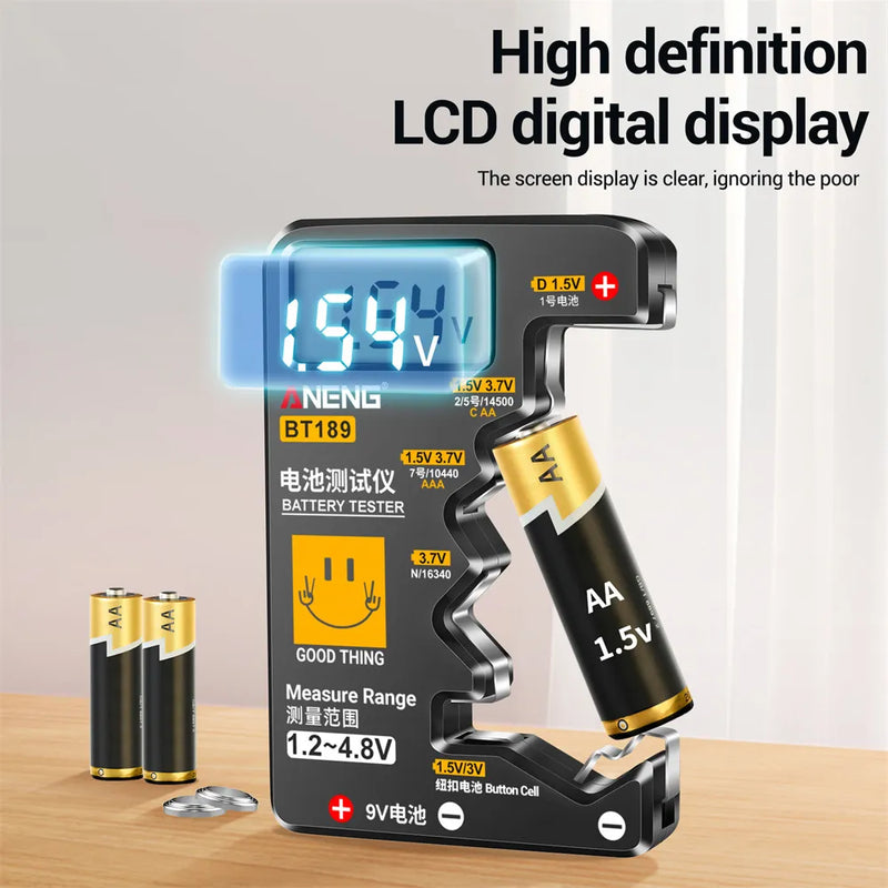 Ultraliten batteritestare 9V AA AAA knappcell Universal hushålls-LCD Digital Display