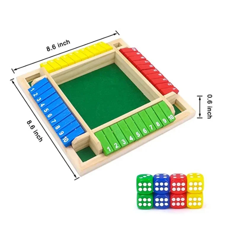 Deluxe fyrsidigt 10 nummer shut the box brädspelsset