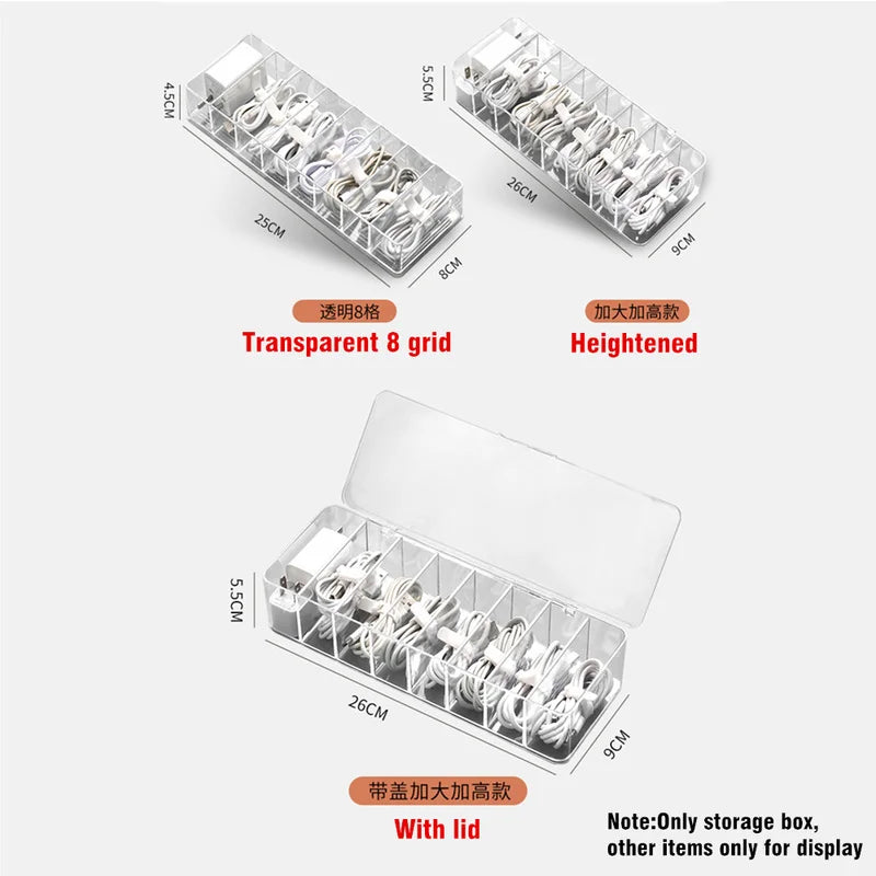 Genomskinlig plastkabel förvaringsbox