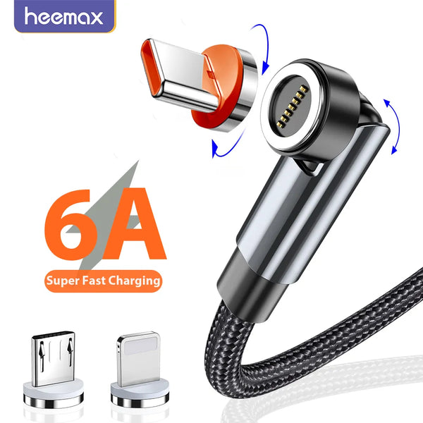 HEEMAX 6A magnetisk snabbladdningskabel USB Typ C