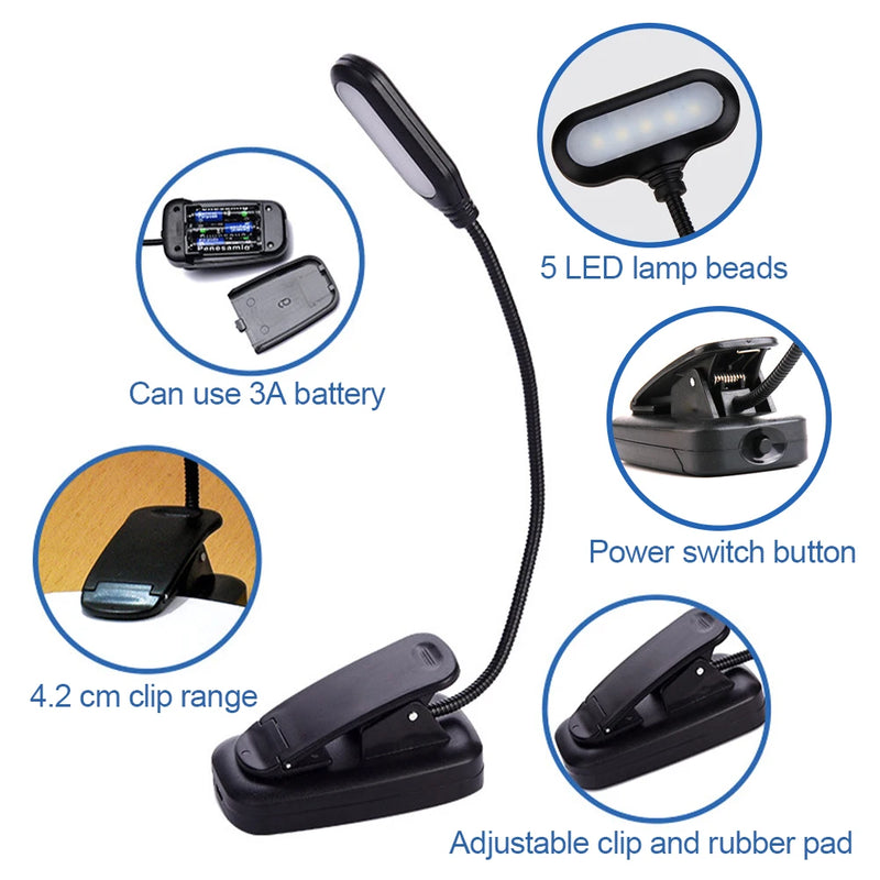 Bok Lampa, Justerbar Mini Clip-On