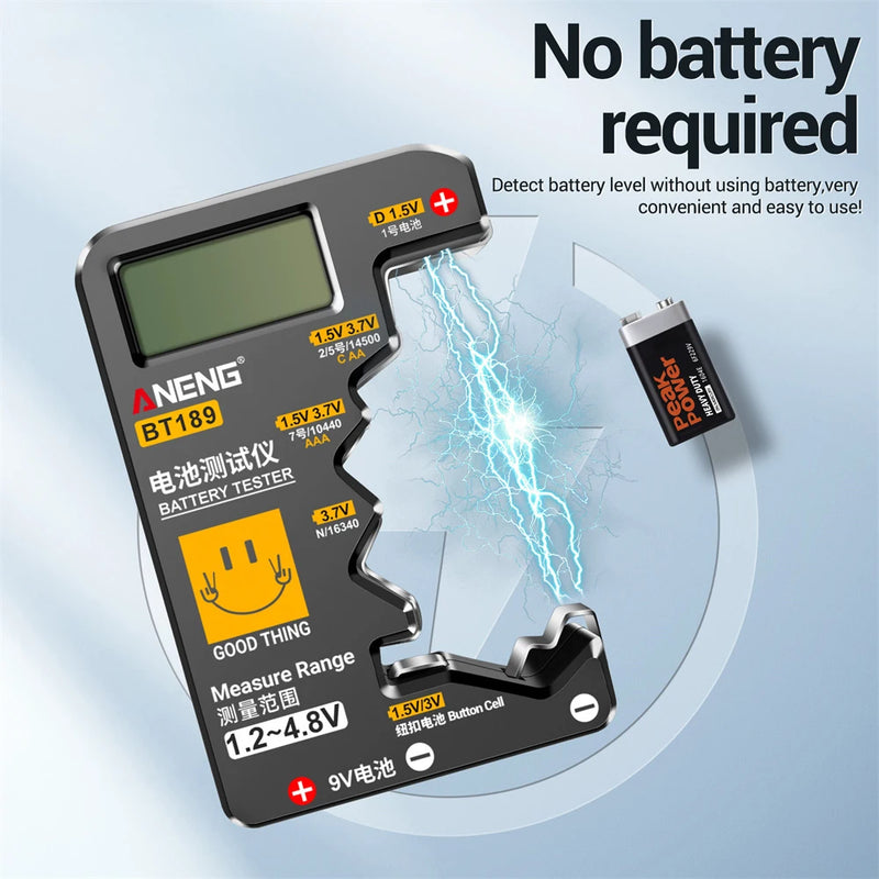 Ultraliten batteritestare 9V AA AAA knappcell Universal hushålls-LCD Digital Display