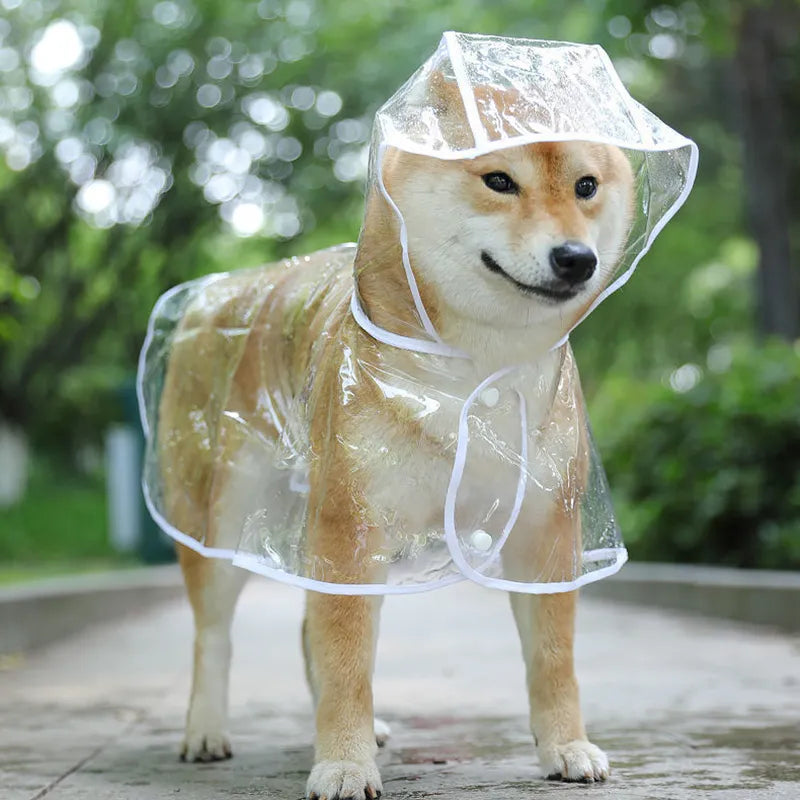 Hund transparent regnkläder, regnjacka, husdjur huva, vattentät jacka,  kläder mjuk PVC, regnjacka, regn Poncho