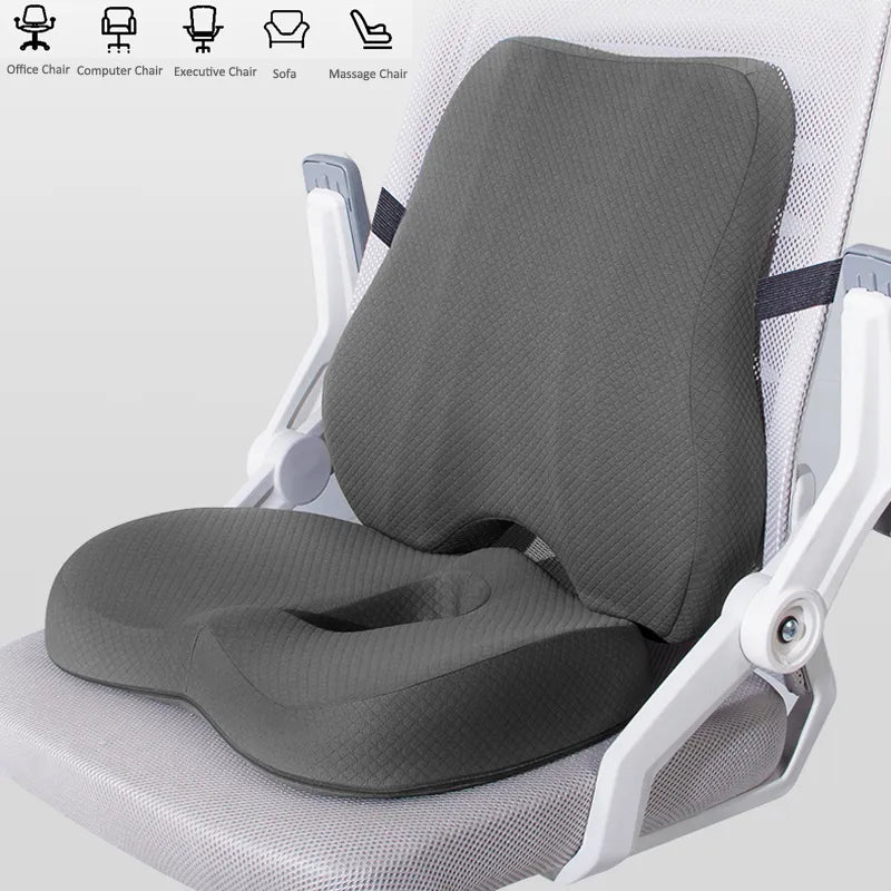 Memory Foam Sittdyna Midja Ryggstöd Kuddset Ortopedisk Ergonomisk