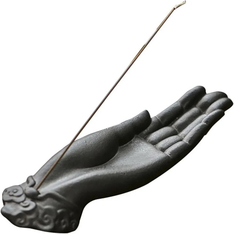 Keramik buddha hand rökelsehållare