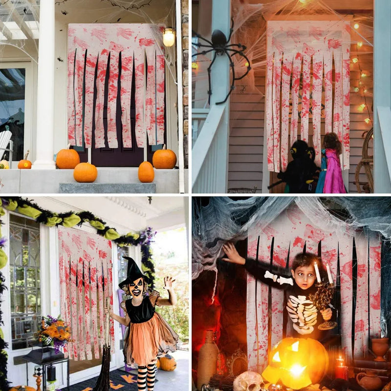 Halloween blodiga handavtryck tyg dörrgardin