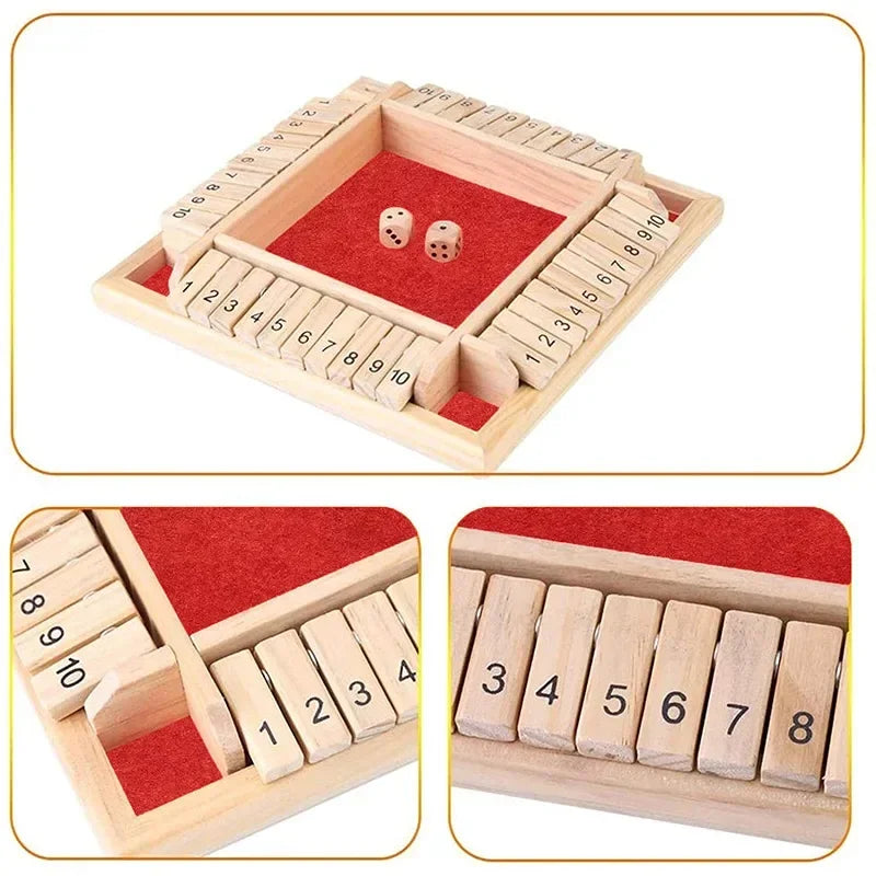 Deluxe fyrsidigt 10 nummer shut the box brädspelsset