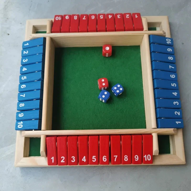 Deluxe fyrsidigt 10 nummer shut the box brädspelsset