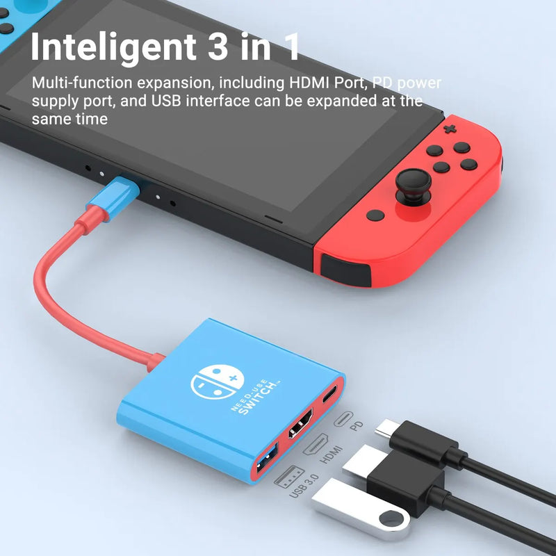 Bärbar Nintendo Switch Dockningsstation TYPE-C Hub med HDMI och USB 3.0