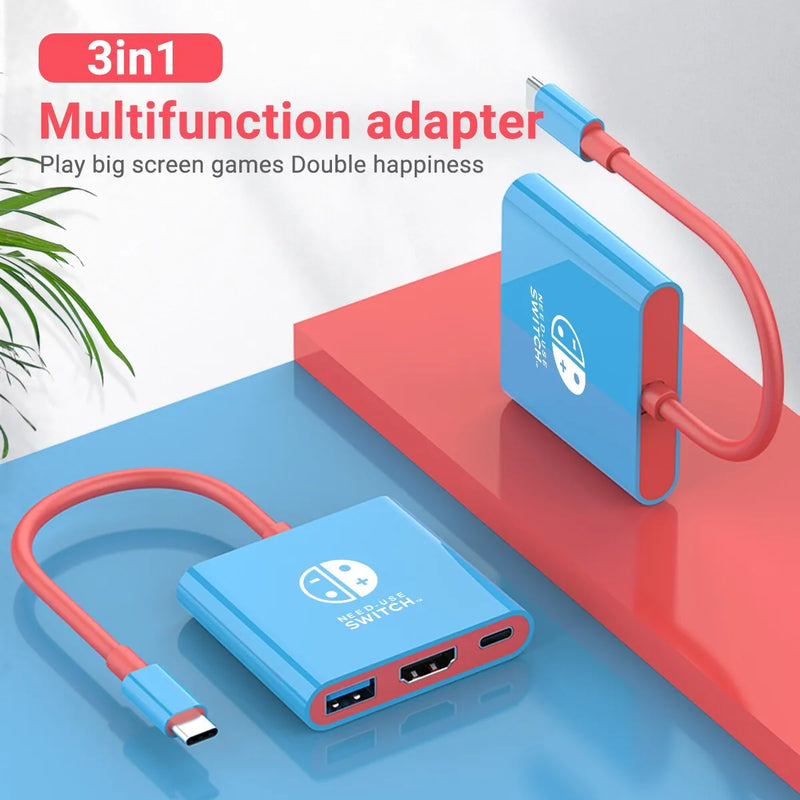 Bärbar Nintendo Switch Dockningsstation TYPE-C Hub med HDMI och USB 3.0