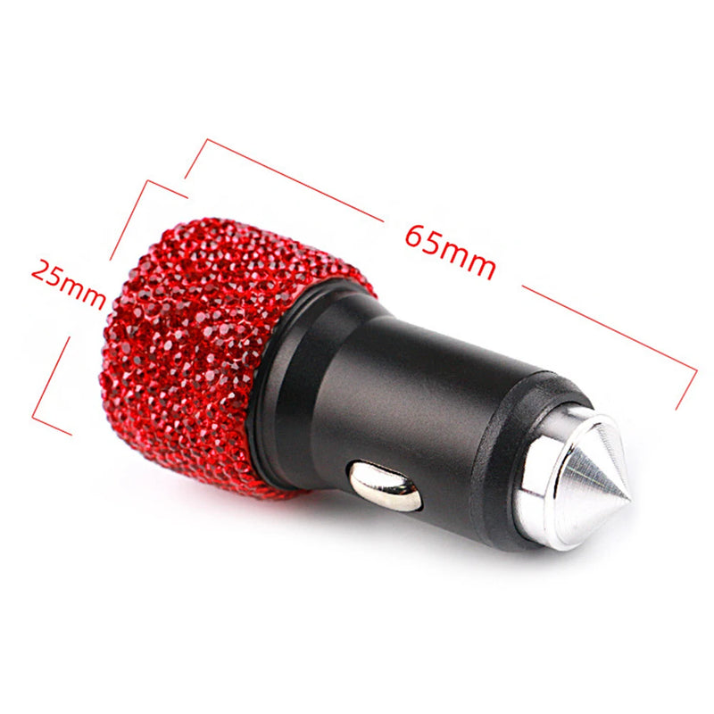 Dubbel USB-billaddare med strass/diamanter