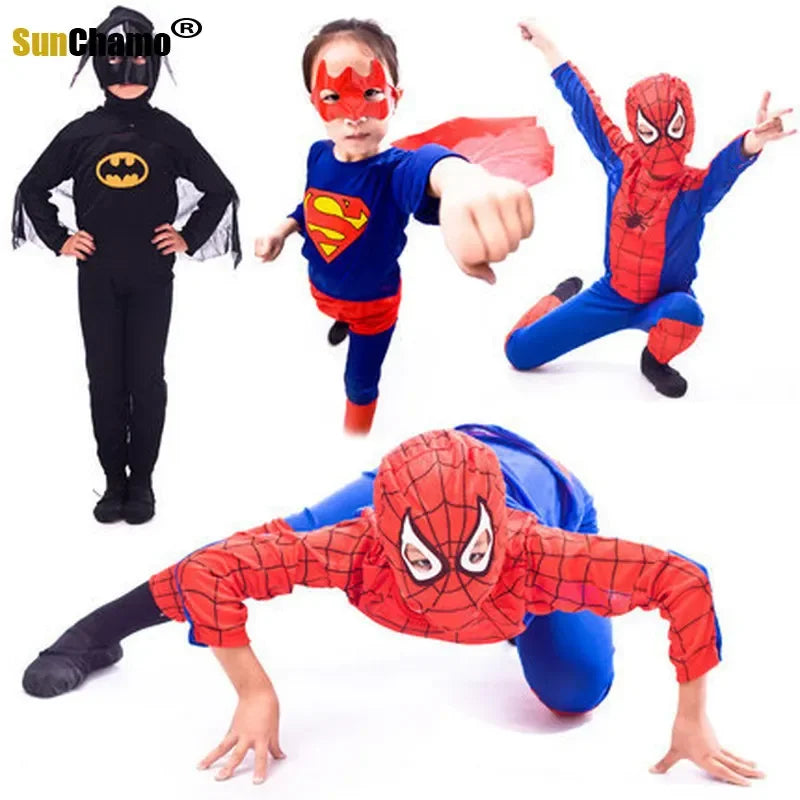 Halloween dräckt Spindelmannen, Batman, Superman