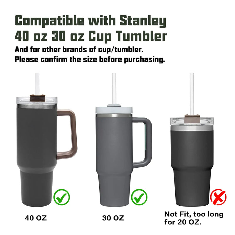 6-pack återanvändbara sugrör med rengöringsborste, som är kompatibelt med Stanley 20 oz 30 oz 40 oz,